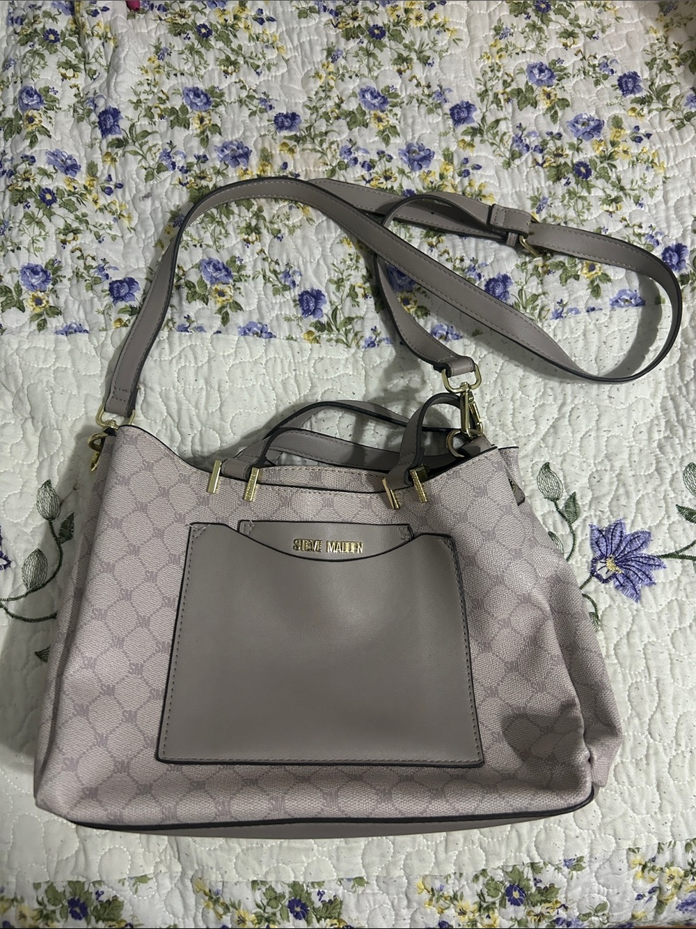 Steve Madden  Taupe Patterned Crossbody Tote